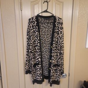 Fashion to Figure Animal Print Cardigan with Black Details